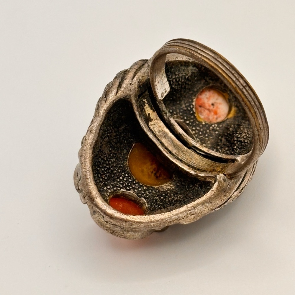 Rare Vintage-Style Boho Statement Ring | Adjustable | Pink & Carnelian - Picture 7 of 16